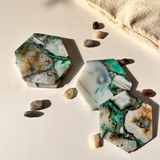 Green Agate Hexagon Coaster (Set of 2)