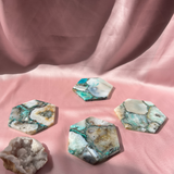 Green Agate Hexagon Coaster (Set of 2)