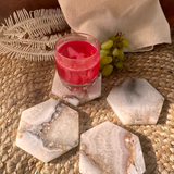 Natural Agate Hexagon Coaster (Set of 2)