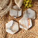 Natural Agate Hexagon Coaster (Set of 2)