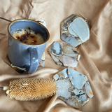 Brown Agate Hexagon Coaster (Set of 2)