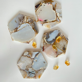 Brown Agate Hexagon Coaster (Set of 2)