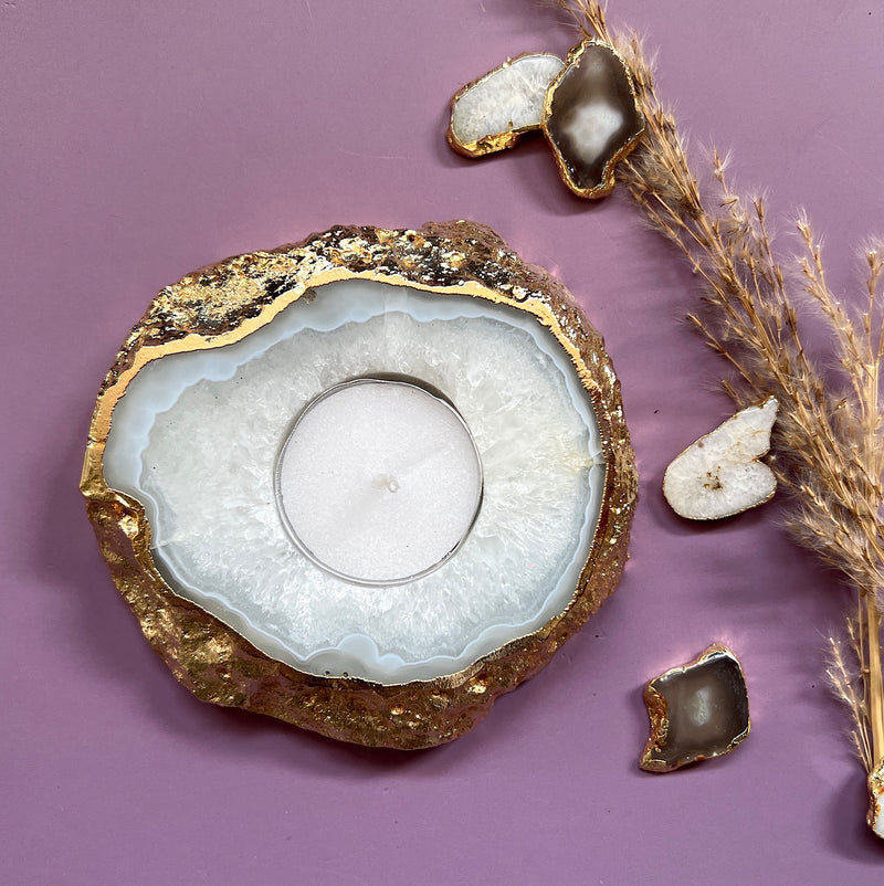 Agate Candle Holder - Natural