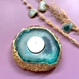 Agate Candle holder - Green
