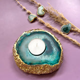 Agate Candle holder - Green