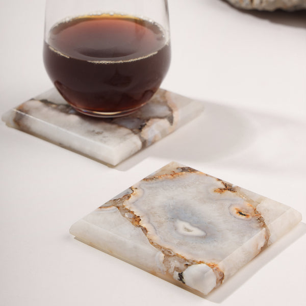 Brown Agate Square Coaster (Set of 2)