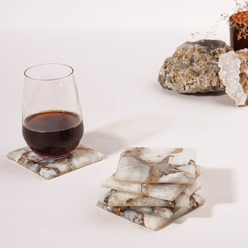 Brown Agate Square Coaster (Set of 4)
