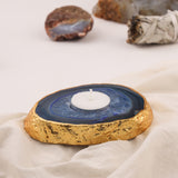 Agate Candle holder - Blue