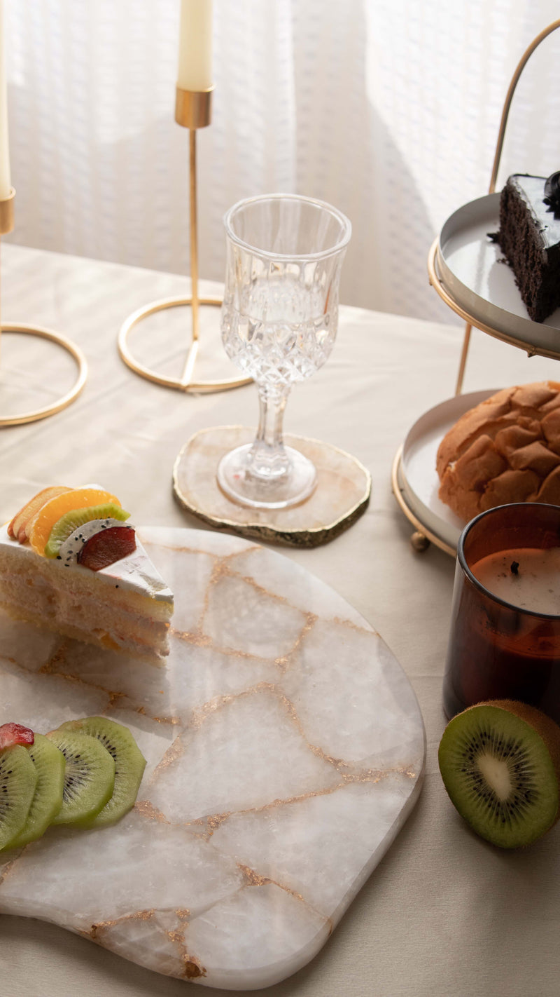 Platter - White Quartz with Gold Lining