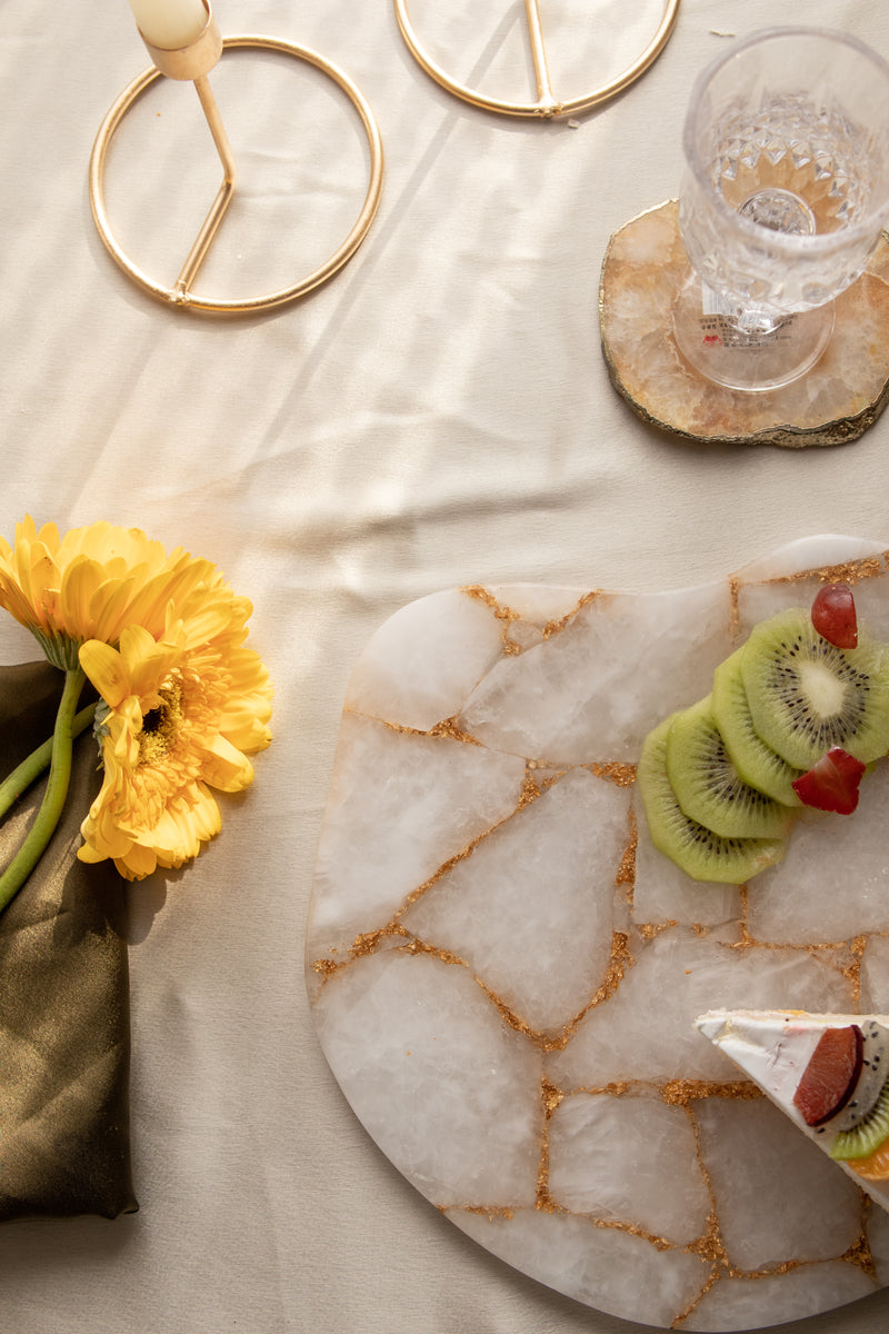 Platter - White Quartz with Gold Lining