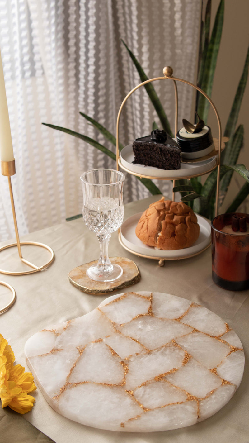 Platter - White Quartz with Gold Lining
