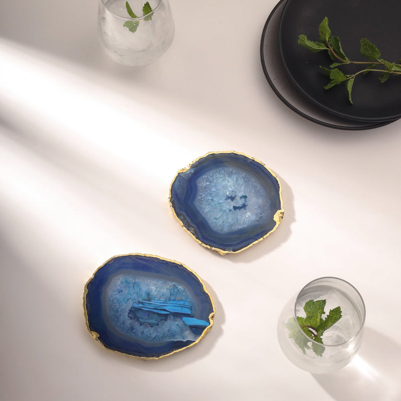 Agate Coasters- Blue (Set Of 2)