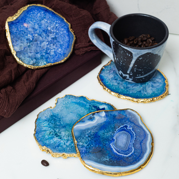 Agate Coasters- Blue (Set Of 2)