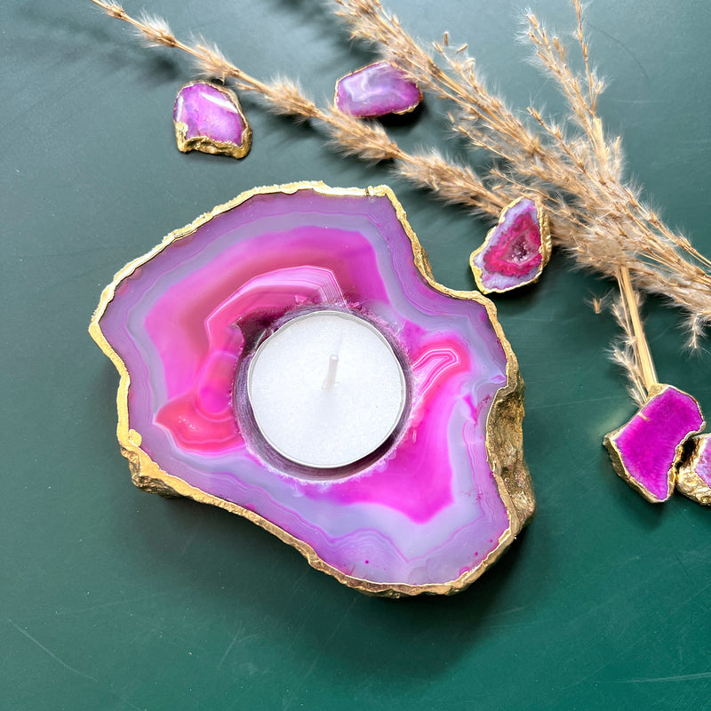 Agate Candle Holder - Pink
